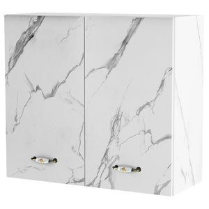 Pensile da Cucina Scolapiatti Sistema Raccogli Gocce Mobile Bianco Effetto Marmo