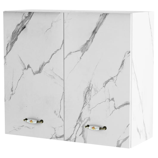 Pensile da Cucina Scolapiatti Sistema Raccogli Gocce Mobile Bianco Effetto Marmo