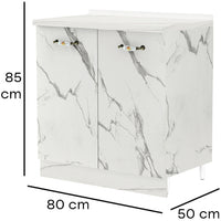 Mobile Base Cucina Componibile in Legno Bianco Effetto Marmo 2 Ante 2 Scomparti