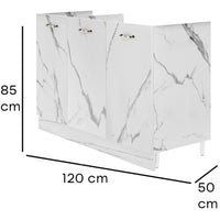 Mobile Sottolavello Cucina Componibile Mobiletto Bianco Effetto Marmo con 3 Ante