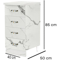 Cassettiera per Cucina Mobile Mobiletto 4 Cassetti in Legno Bianco Effetto Marmo