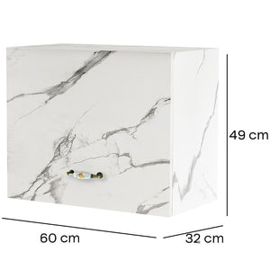 Pensile da Cucina Sopracappa Ribaltabile Sospeso da Parete Bianco Effetto Marmo