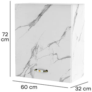 Pensile da Cucina Armadio Sospeso da Parete Anta Singola Bianco Effetto Marmo