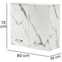 Pensile da Cucina Armadio Sospeso da Parete Doppia Anta Bianco Effetto Marmo