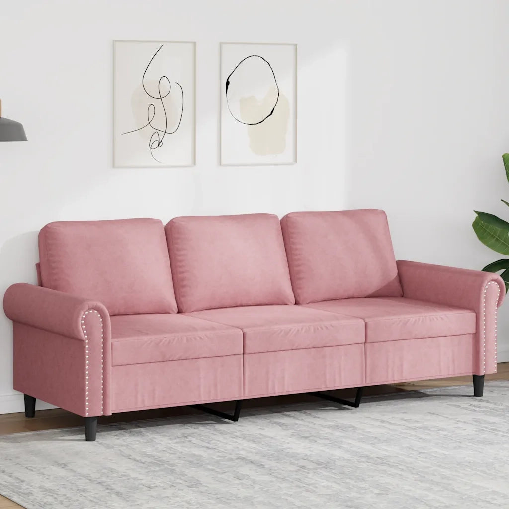 Divano a 3 Posti rosa 180 cm in Vellutocod mxl 134746