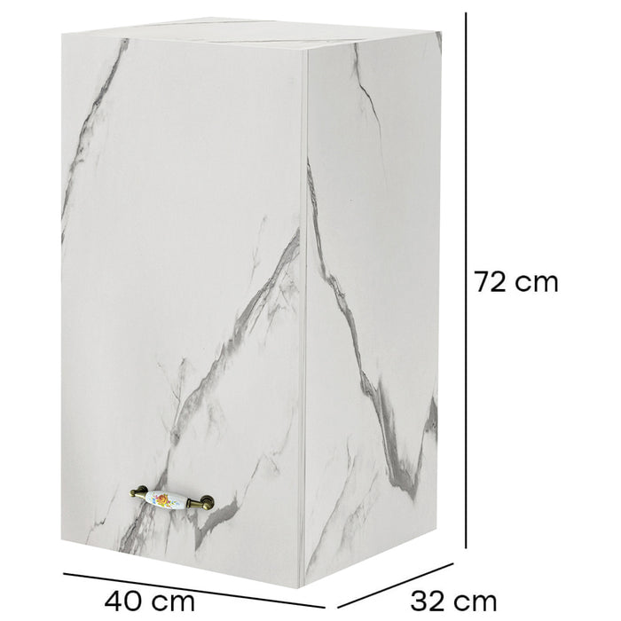 Pensile da Cucina Armadio Sospeso da Parete Design Minimal Bianco Effetto Marmo