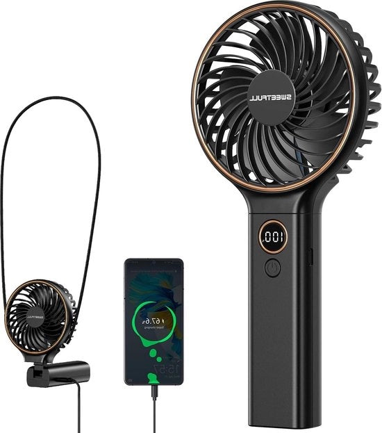 Ventilatore portatile mini con 6 velocità - ventilatore USB con batteria 5000 mAh - ripiegabile per ufficio outdoor nero