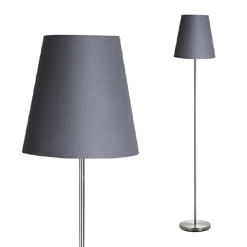 Lampada Piantana da Terra 150cm Design Moderno Paralume E27 60W Tessuto Grigio