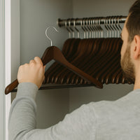 Set 12 Grucce Appendiabiti in Legno con Asta per Pantaloni Organizer Vestiti