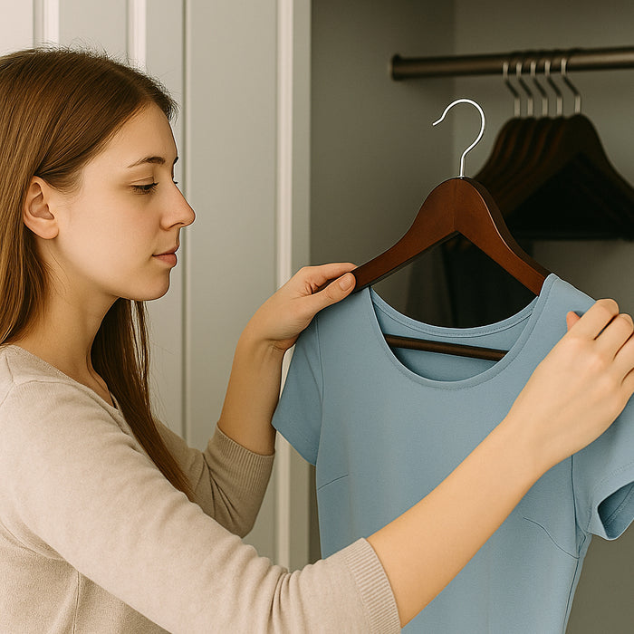 Set 12 Grucce Appendiabiti in Legno con Asta per Pantaloni Organizer Vestiti