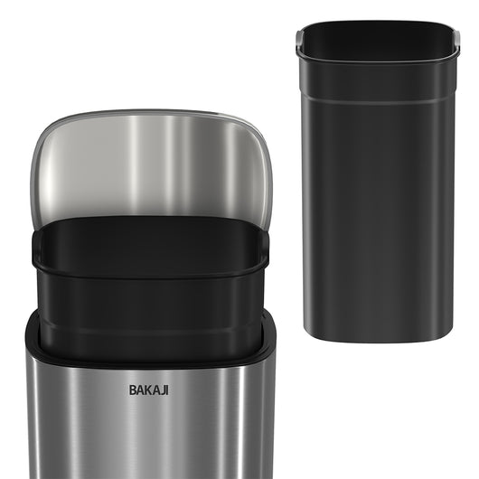 Pattumiera Rettangolare a Pedale 50L Bidone Spazzatura in Acciaio Inossidabile