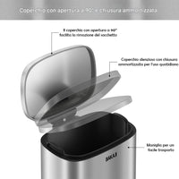 Pattumiera Rettangolare a Pedale 5L Bidone Spazzatura in Acciaio Inossidabile