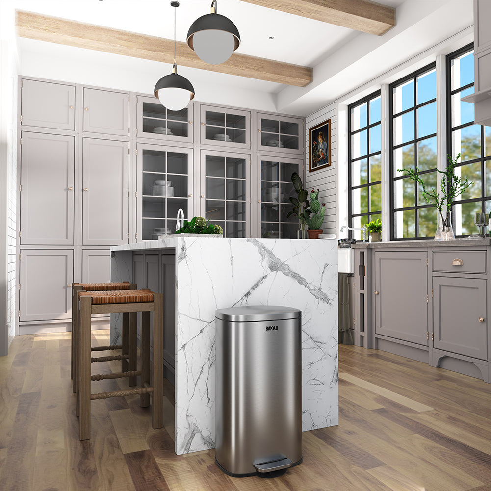 Pattumiera Rettangolare a Pedale 30L Bidone Spazzatura in Acciaio Inossidabile