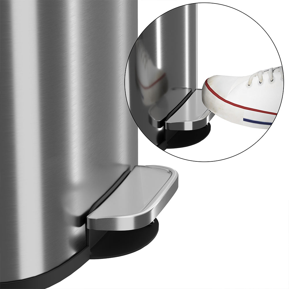 Pattumiera Rettangolare a Pedale 30L Bidone Spazzatura in Acciaio Inossidabile