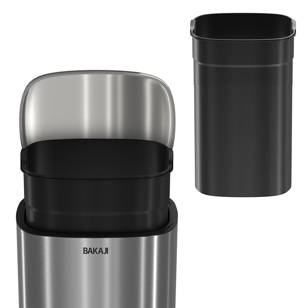 Pattumiera Rettangolare a Pedale 30L Bidone Spazzatura in Acciaio Inossidabile