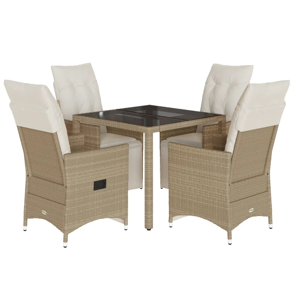 vidaXL Set da Bistrò da Giardino 5 pz con Cuscini Beige in Polyrattan