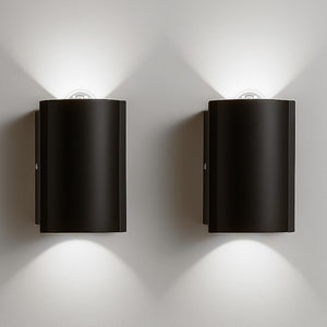 Set 2 Applique da Muro 2 Led Lampada a Parete Nero Luce Bianco Freddo 4x6.5x4cm