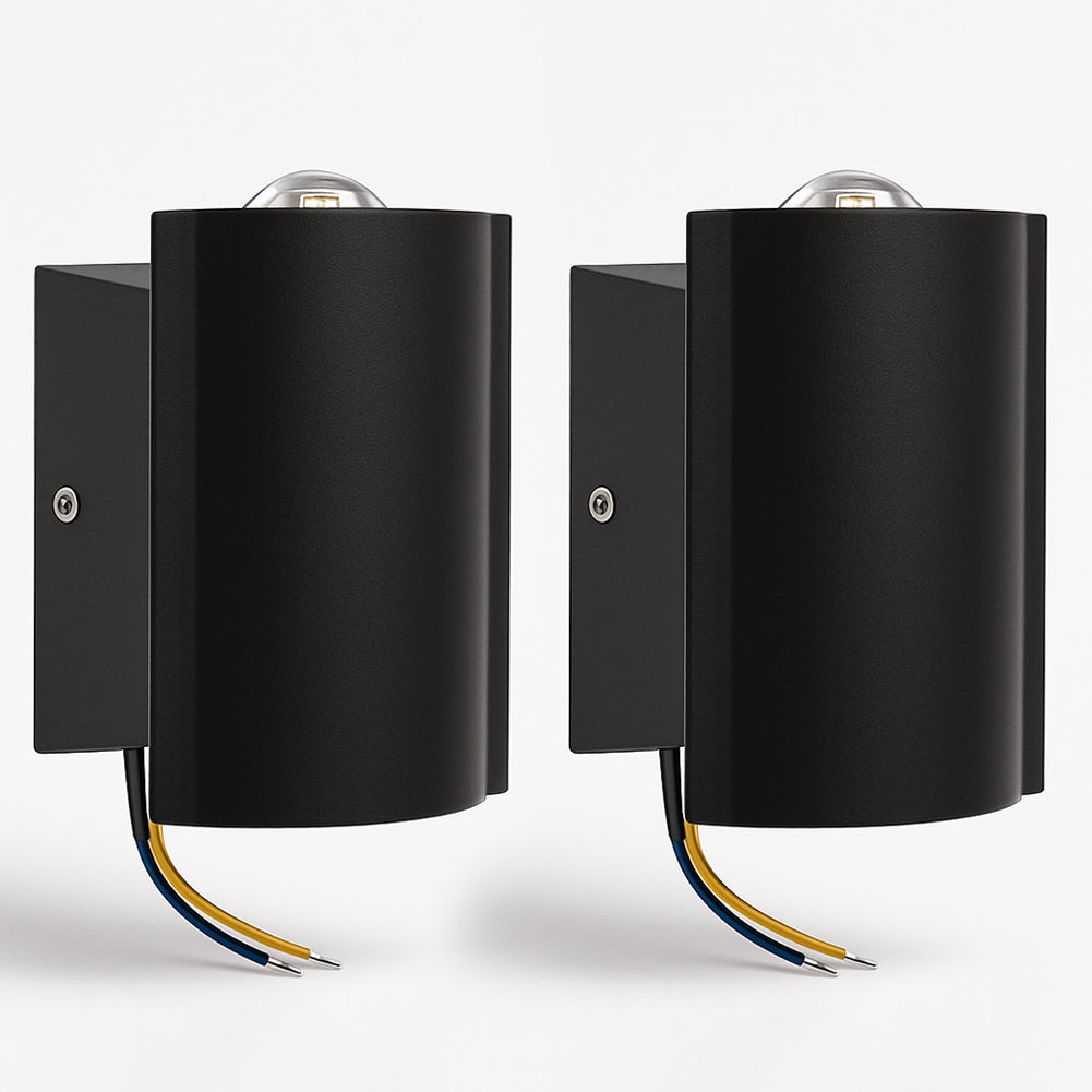 Set 2 Applique da Muro 2 Led Lampada a Parete Nero Luce Bianco Freddo 4x6.5x4cm