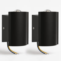 Set 2 Applique da Muro 2 Led Lampada a Parete Nero Luce Bianco Freddo 4x6.5x4cm