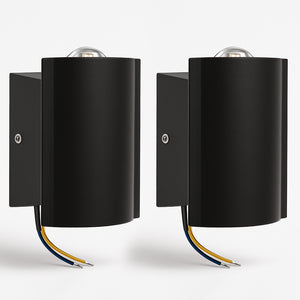 Set 2 Applique da Muro 2 Led Lampada a Parete Nero Luce Bianco Freddo 4x6.5x4cm