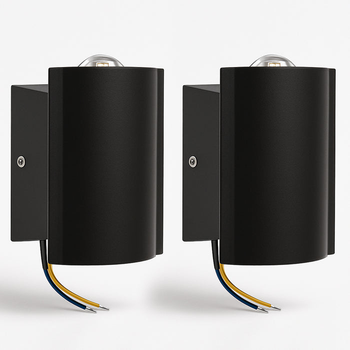 Set 2 Applique da Muro 2 Led Lampada a Parete Nero Luce Bianco Freddo 4x6.5x4cm