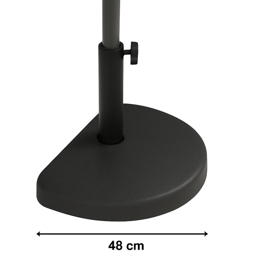 OMBRELLONE ALLUMINIO A PARETE MEZZA LUNA DIAM.270 CON BASE