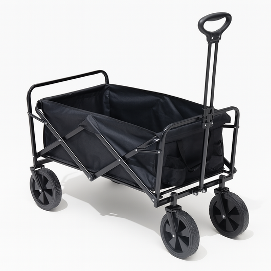 Carrello Pieghevole in Tessuto Oxford con 4Ruote in Gomma e Telaio in Acciaio Nero