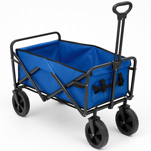 Carrello Pieghevole in Tessuto Oxford con 4Ruote in Gomma e Telaio in Acciaio Blu