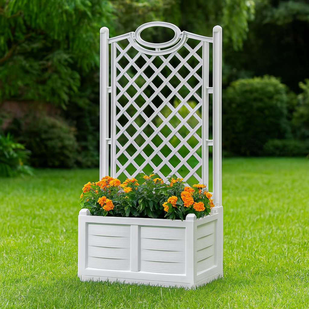 Fioriera Separè con Spalliera 80 cm - Colore Bianco