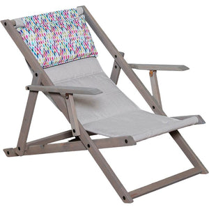 POLTRONA SDRAIO RELAX ZANZIBAR GRIGIA + CERCHI COLORATI 3 POSIZIONI CON BRACCIOLO - STRUTTURA IN FAGGIO + POGGIAPIEDI