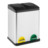 Pattumiera Raccolta Differenziata Acciaio 30LT 2 Scomparti con Pedale Silver Nero