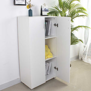 Mobile Armadietto Multiuso 3 Ripiani 2 Ante Design Moderno Casa Ufficio 115x60x31cm