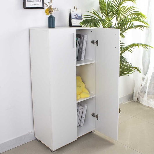 Mobile Armadietto Multiuso 3 Ripiani 2 Ante Design Moderno Casa Ufficio 115x60x31cm