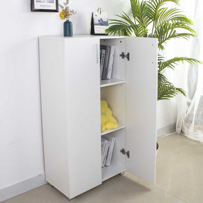 Mobile Armadietto Multiuso 3 Ripiani 2 Ante Design Moderno Casa Ufficio 115x60x31cm