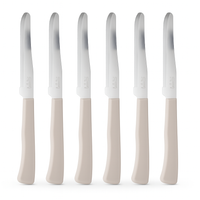 Coltelli da Tavola 24pz Manico in Polipropilene Doppia Affilatura 22cm Tortora