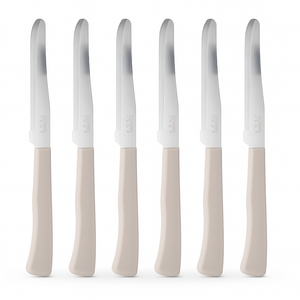 Coltelli da Tavola 24pz Manico in Polipropilene Doppia Affilatura 22cm Tortora