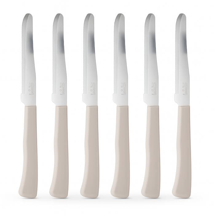 Coltelli da Tavola 24pz Manico in Polipropilene Doppia Affilatura 22cm Tortora