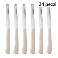 Coltelli da Tavola 24pz Manico in Polipropilene Doppia Affilatura 22cm Tortora