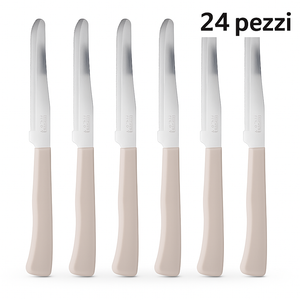 Coltelli da Tavola 24pz Manico in Polipropilene Doppia Affilatura 22cm Tortora