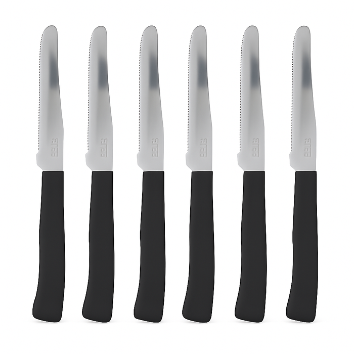 Coltelli da Tavola 24pz Manico in Polipropilene Doppia Affilatura 22cm Nero