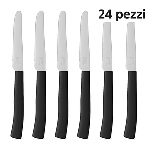 Coltelli da Tavola 24pz Manico in Polipropilene Doppia Affilatura 22cm Nero