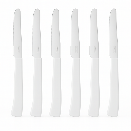 Coltelli da Tavola 24pz Manico in Polipropilene Doppia Affilatura 22cm Bianco