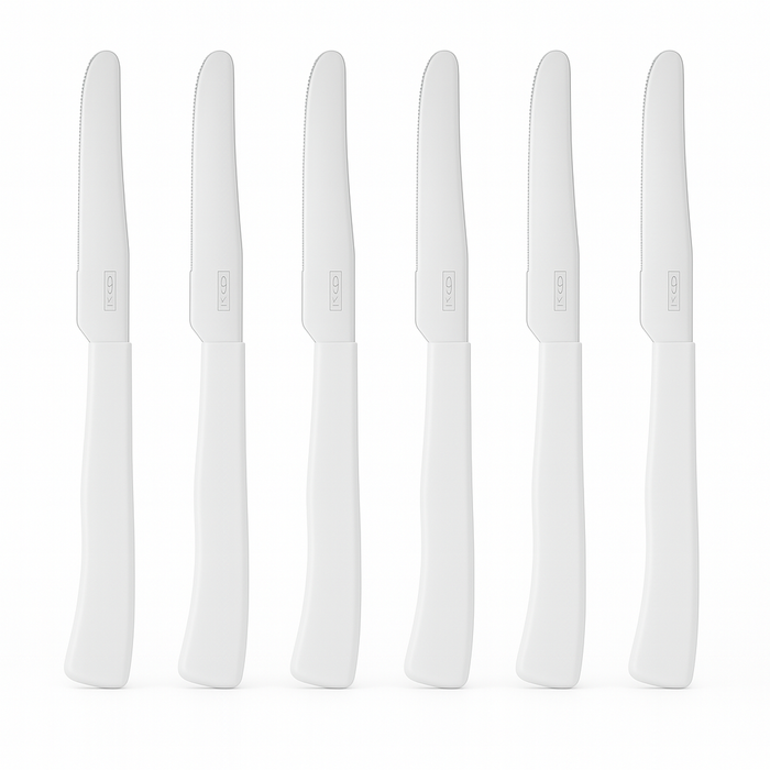 Coltelli da Tavola 24pz Manico in Polipropilene Doppia Affilatura 22cm Bianco