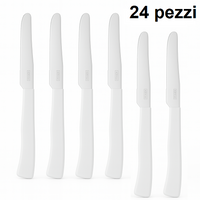 Coltelli da Tavola 24pz Manico in Polipropilene Doppia Affilatura 22cm Bianco