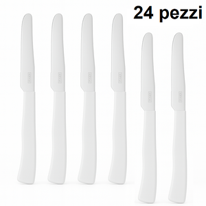 Coltelli da Tavola 24pz Manico in Polipropilene Doppia Affilatura 22cm Bianco