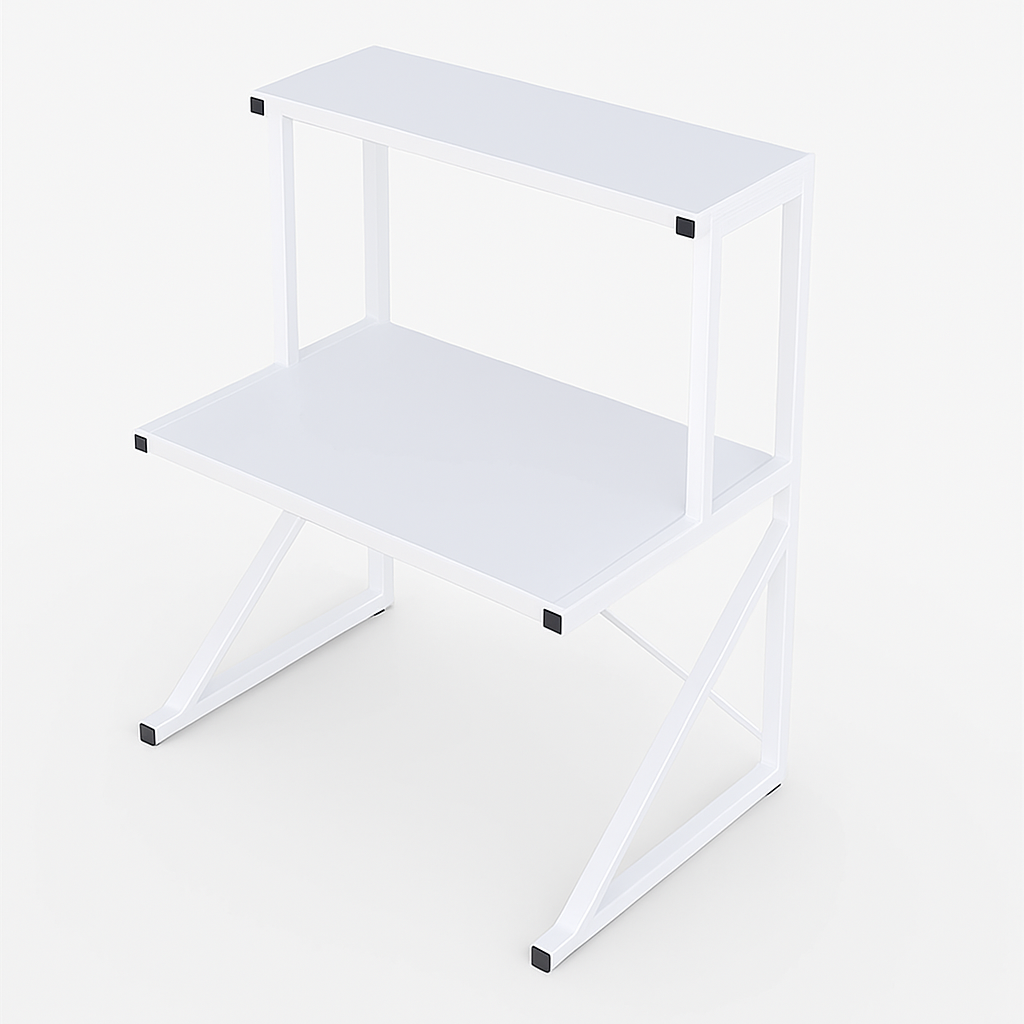 Scaffale Cucina Porta Microonde con 2 Ripiani Metallo e Legno 69x37x54cm Moderno Bianco