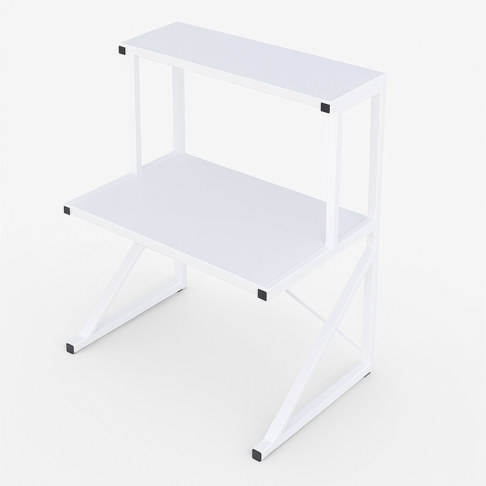 Scaffale Cucina Porta Microonde con 2 Ripiani Metallo e Legno 69x37x54cm Moderno Bianco