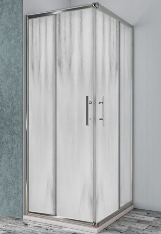 IMPALLI Box Doccia Angolare H190 Cm Ante Scorrevoli Estensibile 78-79,5 Cm 98-99,5 Cm Cabina Doccia Reversibile In Cristallo Stampato 6 Mm Profili Alluminio Cromo Lucido (CINCILLA' 80X100)