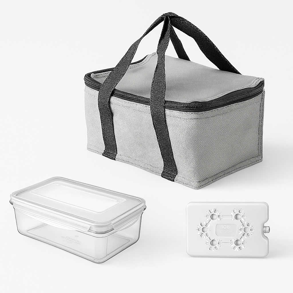 Kit Porta Pranzo Termico con Borsa Frigo Portatile con Accessori 15x22x17.5cm Salvaspazio