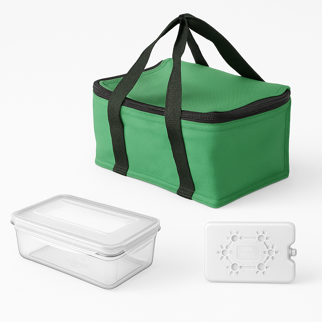 Kit Porta Pranzo Termico con Borsa Frigo Portatile con Accessori 15x22x17.5cm Salvaspazio